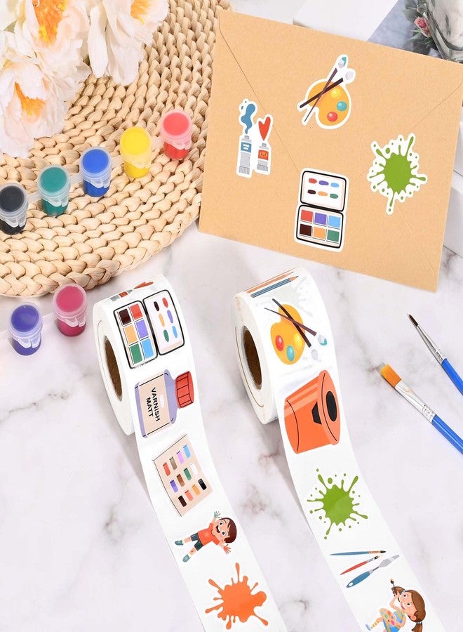 Bolsome 1000Pcs Art Painting Stickers Roll Paint Palette, Brushes, Pigment & Decals for Water Bottles, Luggage, Conmputer, Toy, Phone for Artistic Painting Party Favor Gifts - Image 4